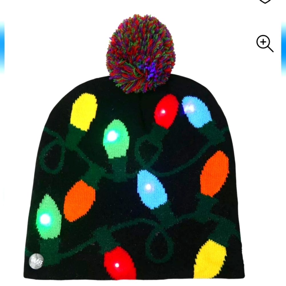 Black Christmas Beanie with LED multicolored lights